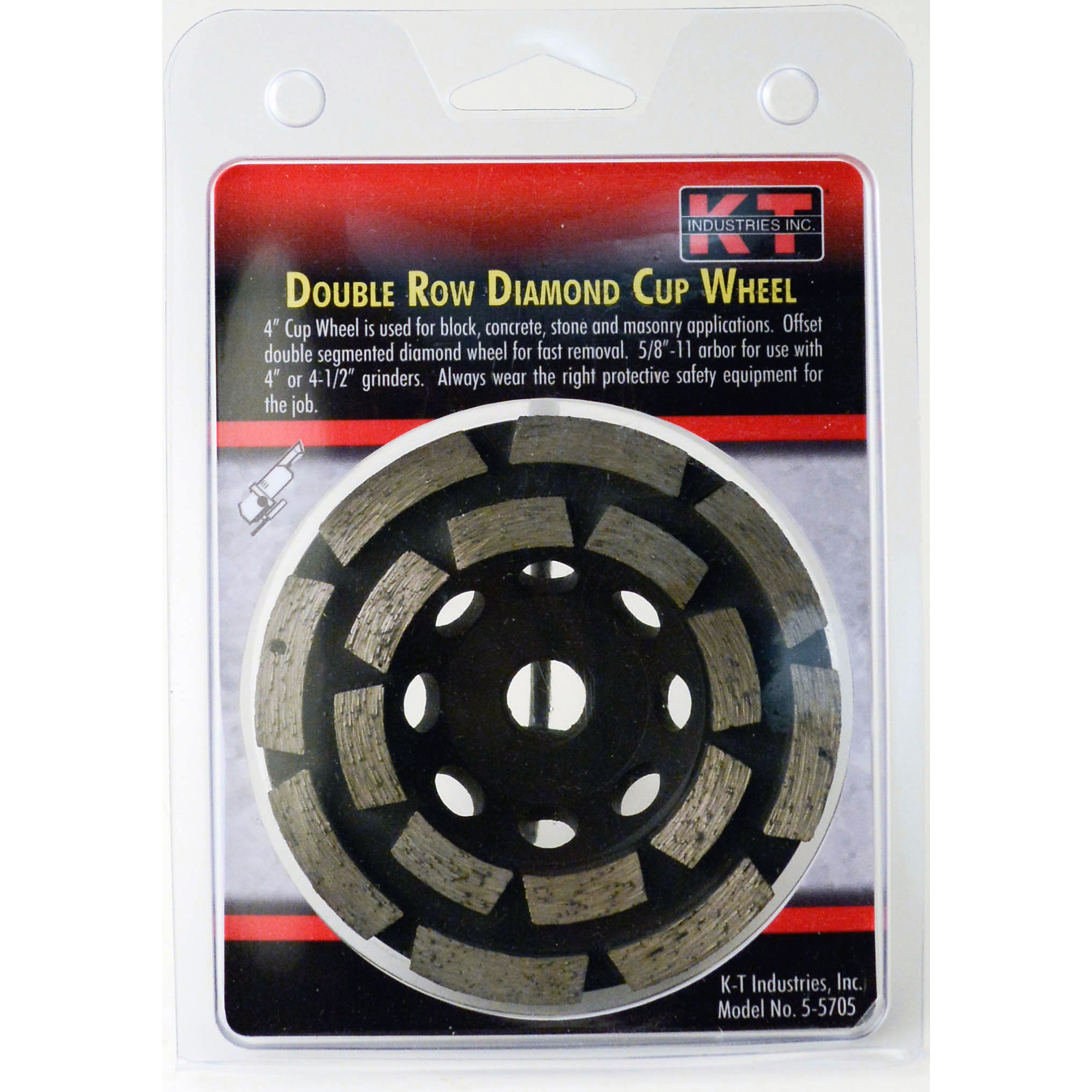 K-T Industries Double Row Diamond Cup Wheel — 4in. x 5/8in.-11, 15,000 RPM, Model# 5-5705